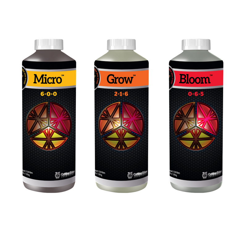 Cutting Edge Solutions 3-Part Base Family Liquid Nutrients - Micro, Grow, & Bloom Set