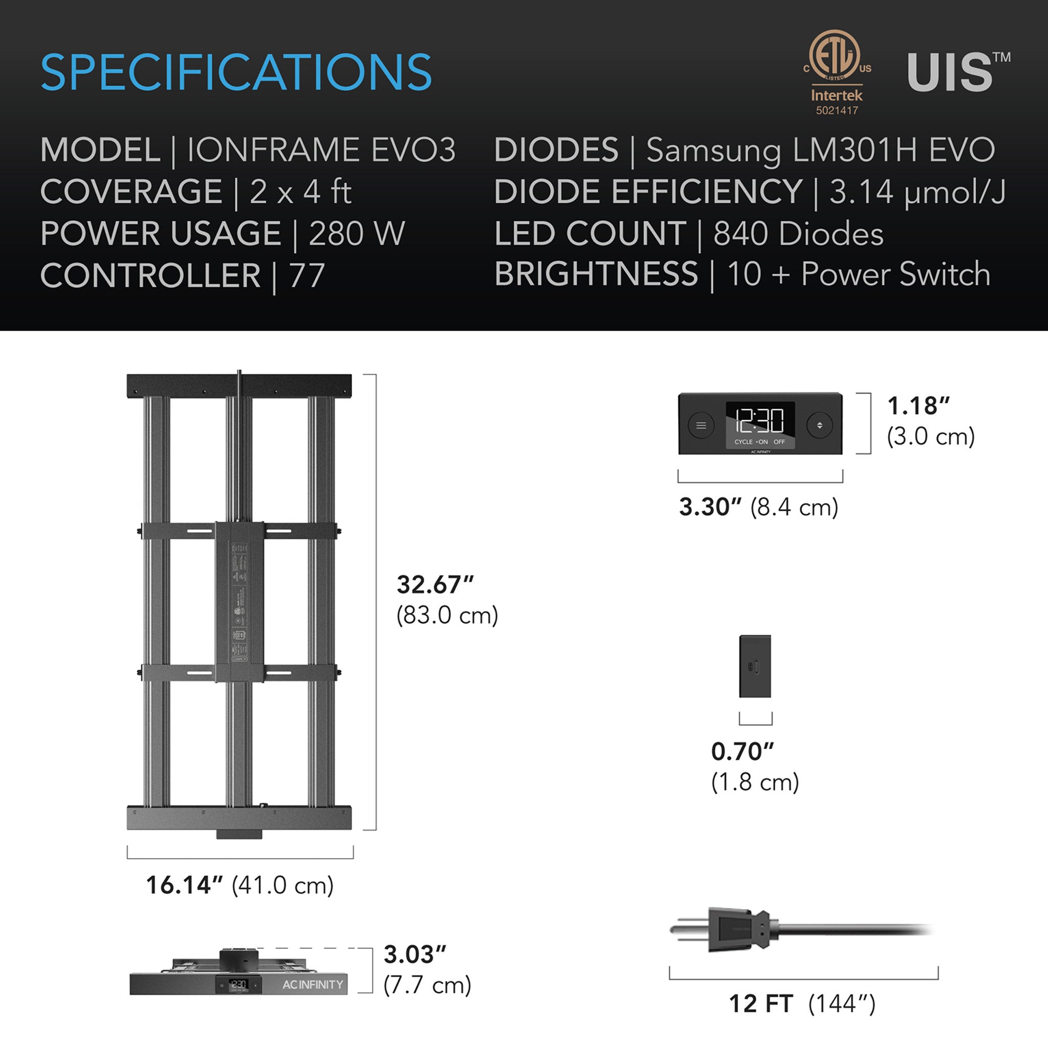 AC Infinity IONFRAME Commercial LED Grow Lights