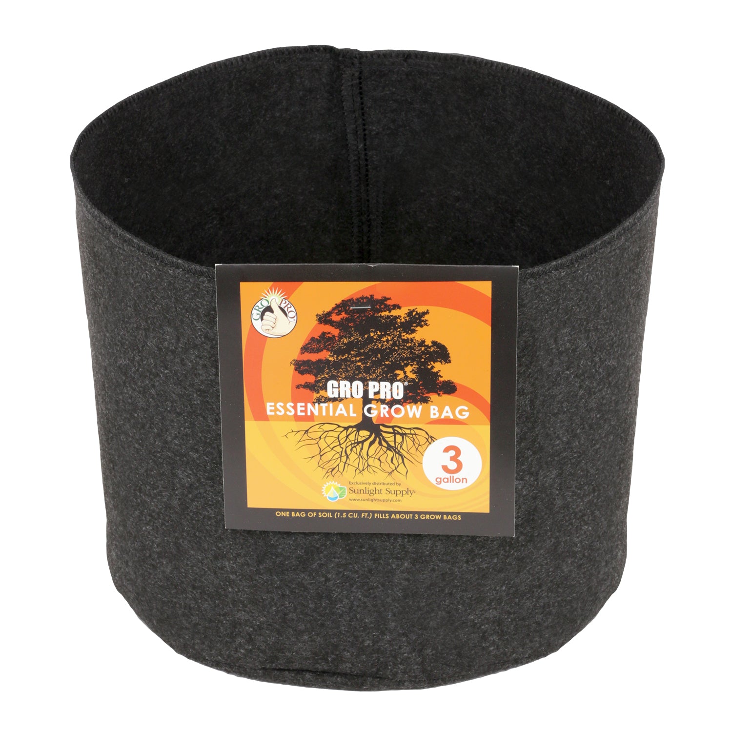 Gro Pro Essential Round Fabric Pot - Black