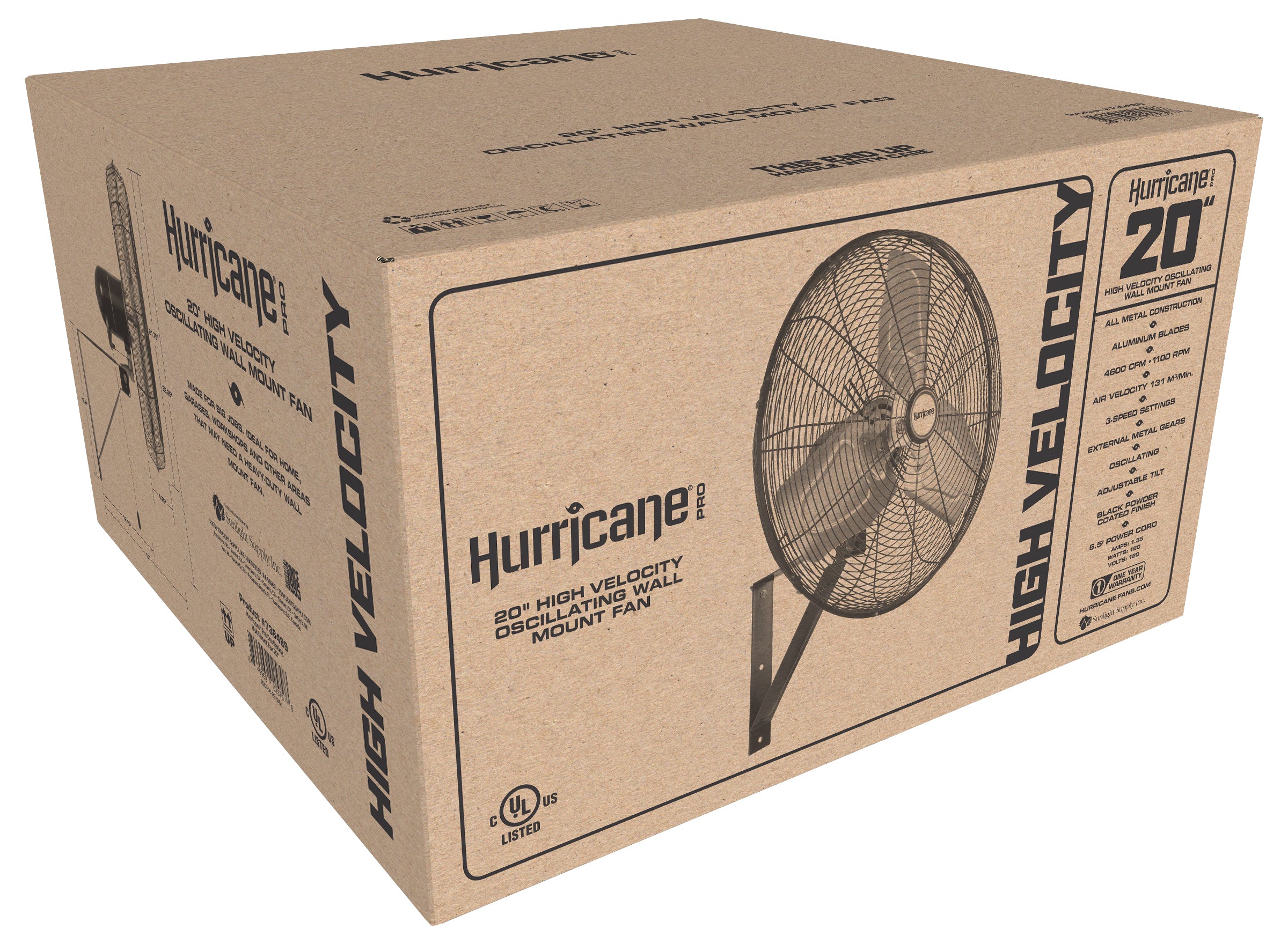 Hurricane Pro Oscillating Metal Wall Mount Fans