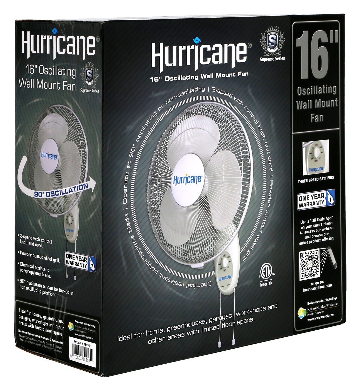 Hurricane Supreme Oscillating Wall Mount Fans